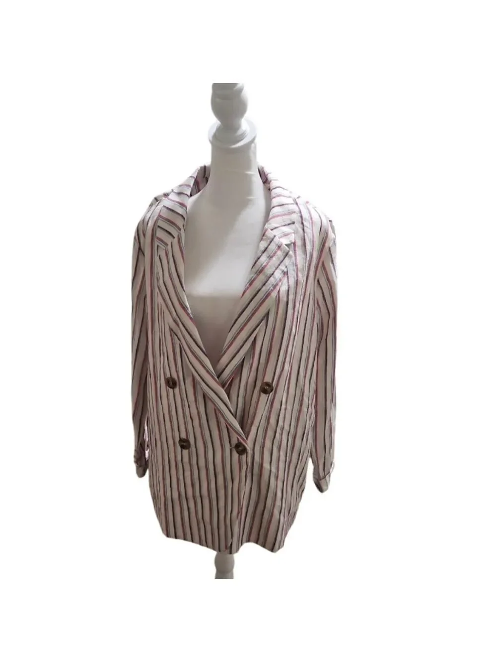 Dolan Left Coast Collection Antropologie Blazer Striped Linen Double-breasted XL